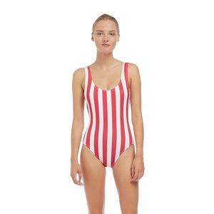 THE ANNE-MARIE - L / Raspberry & Cream Stripe